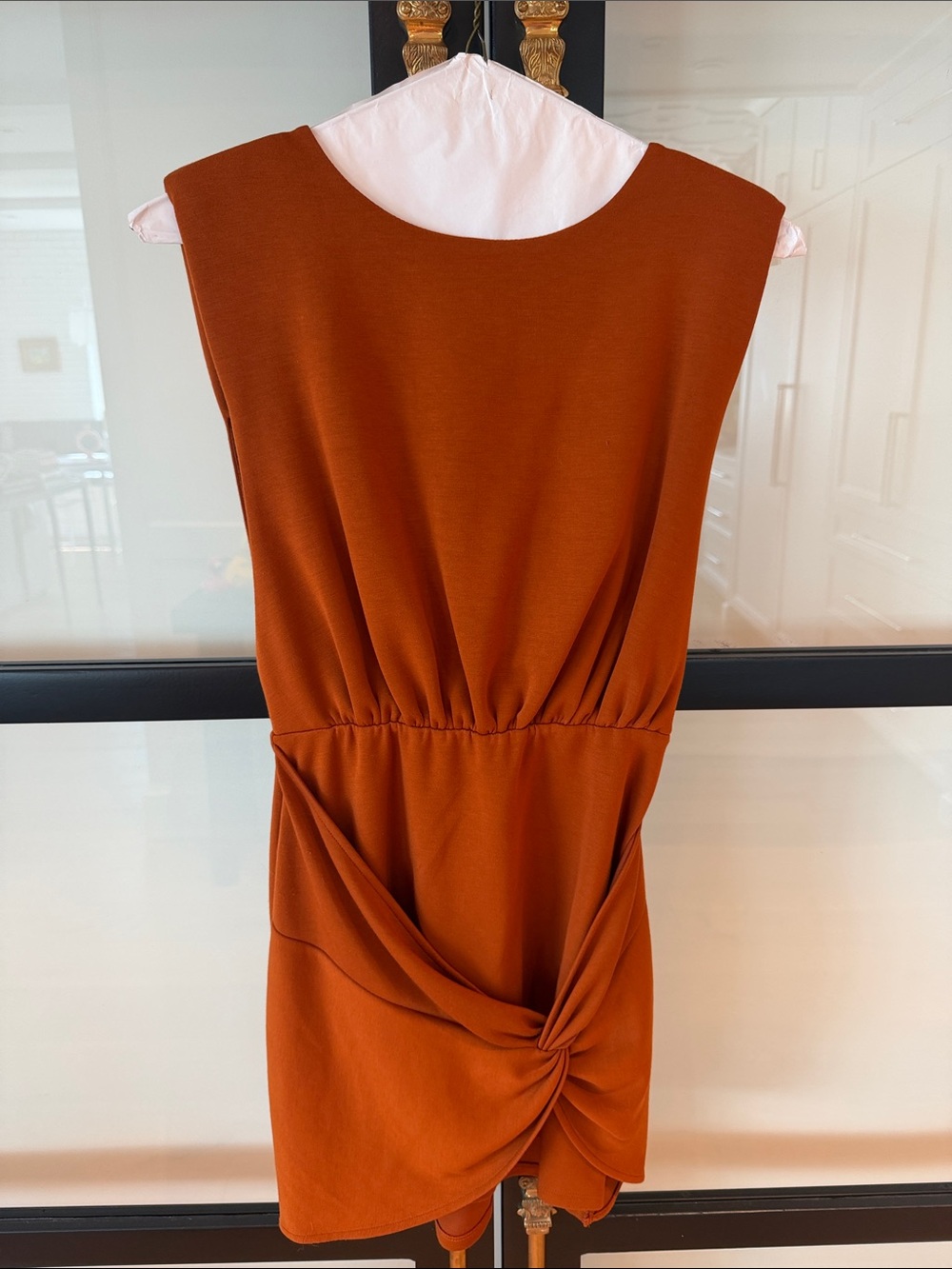 Free People Rust Knot-Detail Sleeveless Mini Dress